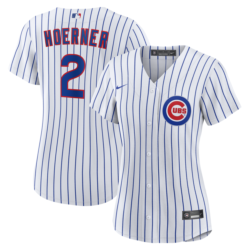 Women s Nico Hoerner Chicago Cubs Nike White Home Replica Team Jersey Official Team Jersey Sports Fan Apparel Official MLB Team Jersey Baseball Fan