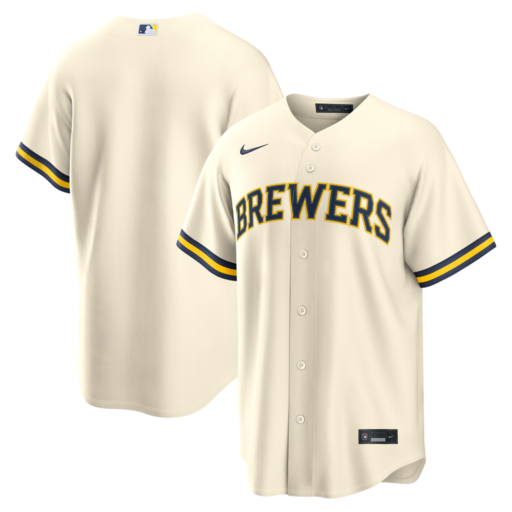 Men s Milwaukee Brewers Nike Cream Home Replica Team Jersey Official Team Jersey Sports Fan Apparel Official MLB Team Jersey Baseball Fan Apparel