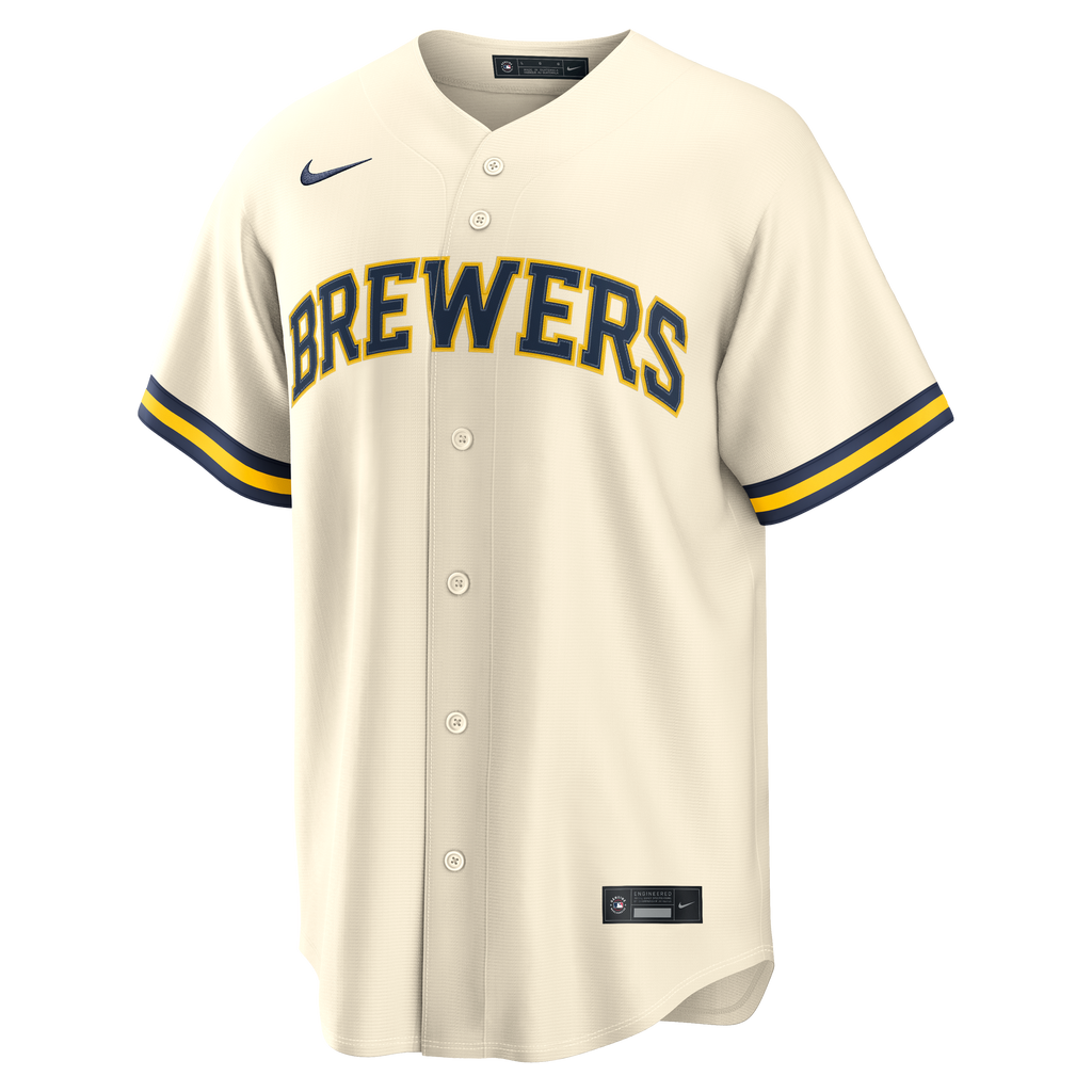 Men s Milwaukee Brewers Nike Cream Home Replica Team Jersey Official Team Jersey Sports Fan Apparel Official MLB Team Jersey Baseball Fan Apparel