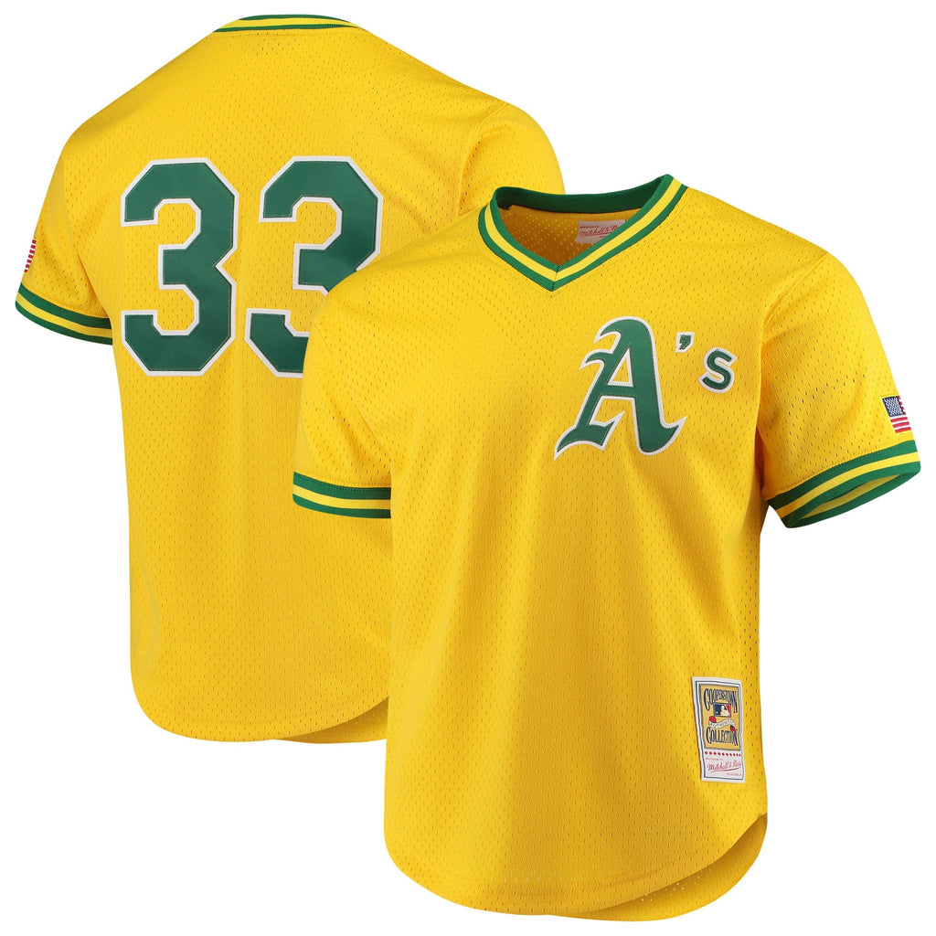 Mitchell And Ness Oakland Athletics Jose Canseco 1990 Cooperstown Collection Authentic Practice Jersey - Yellow Official Team Jersey Sports Fan
