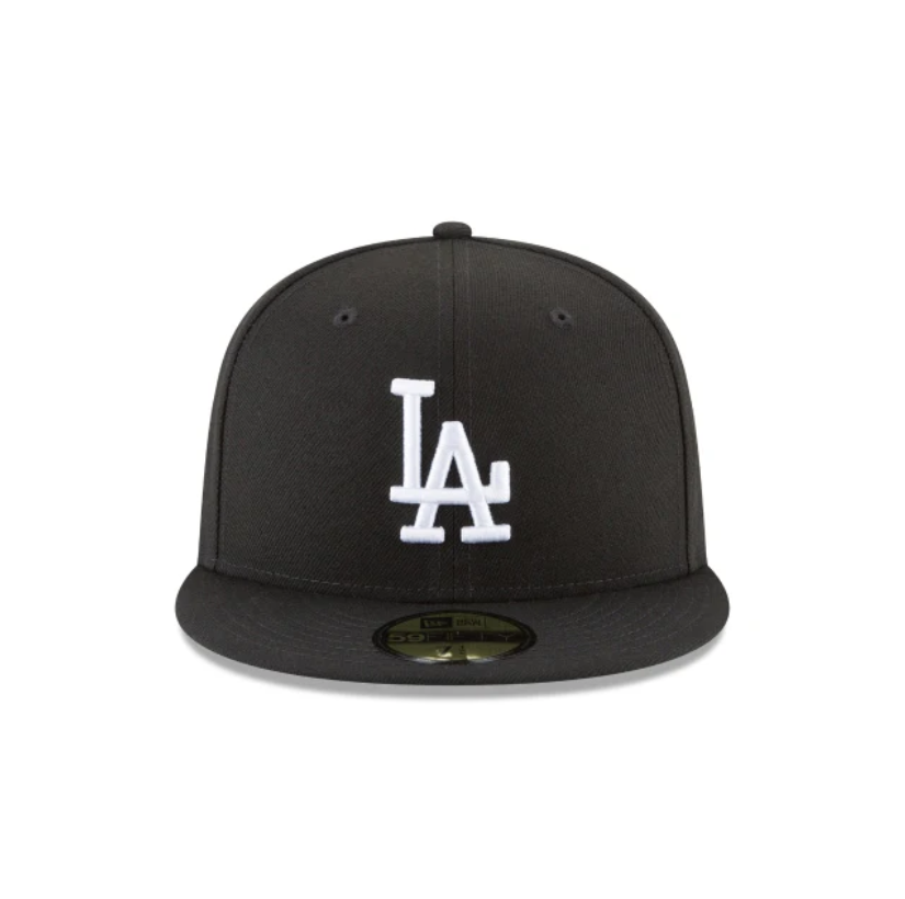 Los Angeles Dodgers MLB Basic 59FIFTY Fitted New Era Black White Official Team Hat Sports Fan Cap Official MLB Team Hat Baseball Fan Cap