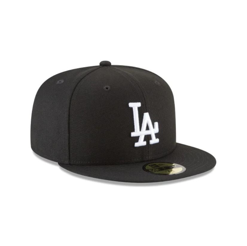 Los Angeles Dodgers MLB Basic 59FIFTY Fitted New Era Black White Official Team Hat Sports Fan Cap Official MLB Team Hat Baseball Fan Cap