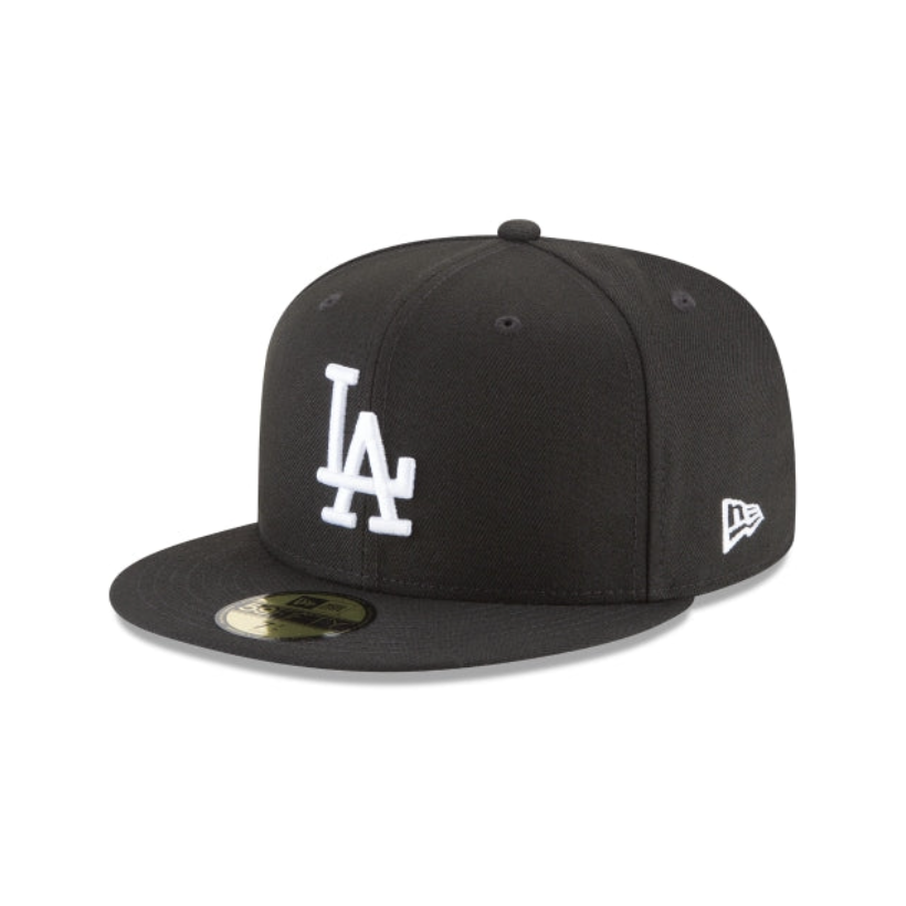 Los Angeles Dodgers MLB Basic 59FIFTY Fitted New Era Black White Official Team Hat Sports Fan Cap Official MLB Team Hat Baseball Fan Cap