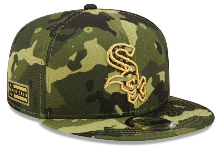 Men s Chicago White Sox New Era 2022 Armed Forces Day Camo 9FIFTY Snapback Adjustable Hat Official Team Hat Sports Fan Cap Official MLB Team Hat