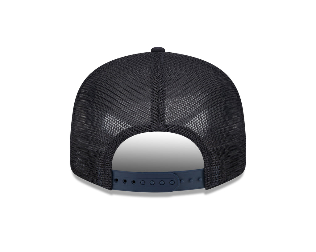 New York Yankees New Era Navy Stacked 9FIFTY Mesh Trucker Snapback Hat Official Team Hat Sports Fan Cap Official MLB Team Hat Baseball Fan Cap