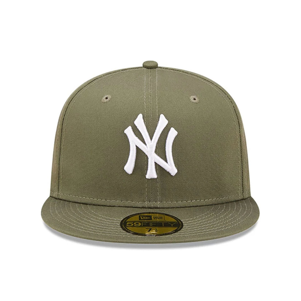 New York Yankees MLB League Essential 59FIFTY Fitted New Era Olive White Official Team Hat Sports Fan Cap Official MLB Team Hat Baseball Fan Cap