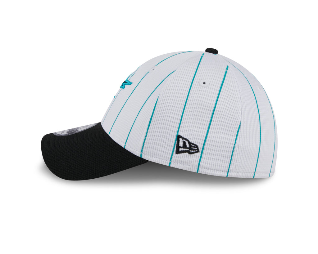 Men s Miami Marlins New Era 2024 Batting Practice White Black 39THIRTY Flex-Fit Hat Official Team Hat Sports Fan Cap Official MLB Team Hat Baseball