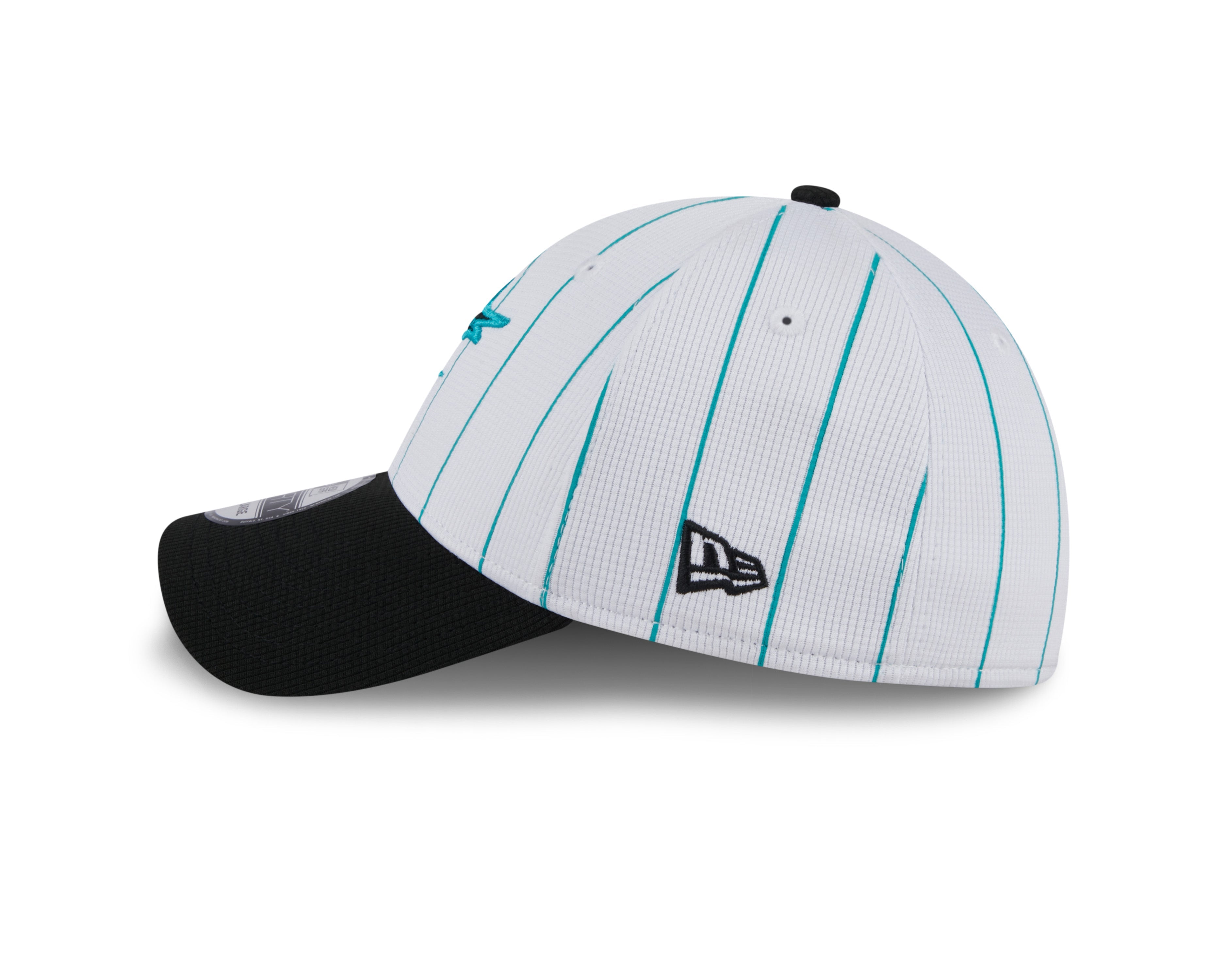 Men s Miami Marlins New Era 2024 Batting Practice White Black 39THIRTY Flex-Fit Hat Official Team Hat Sports Fan Cap Official MLB Team Hat Baseball