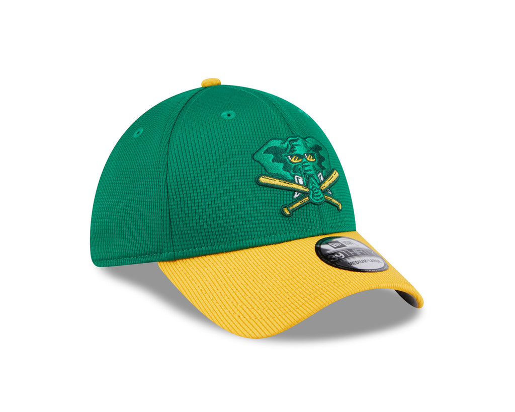 Men s Oakland Athletics New Era 2024 Batting Practice Green Yellow 39THIRTY Flex-Fit Hat Official Team Hat Sports Fan Cap Official MLB Team Hat