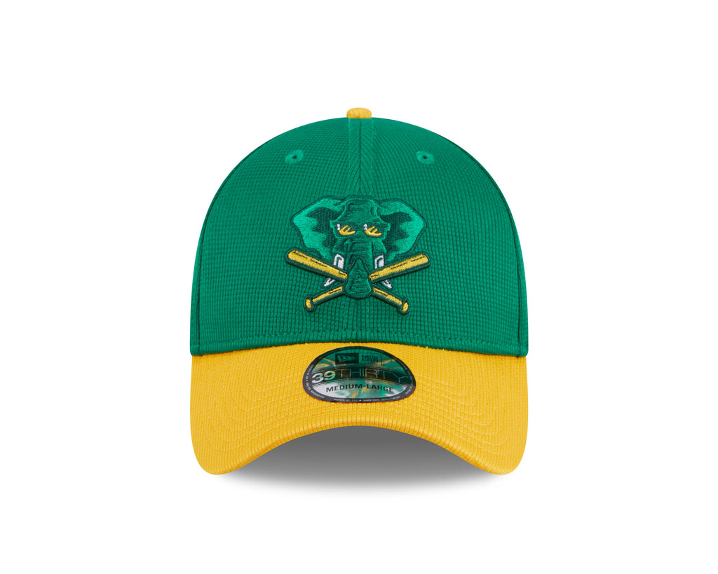 Men s Oakland Athletics New Era 2024 Batting Practice Green Yellow 39THIRTY Flex-Fit Hat Official Team Hat Sports Fan Cap Official MLB Team Hat