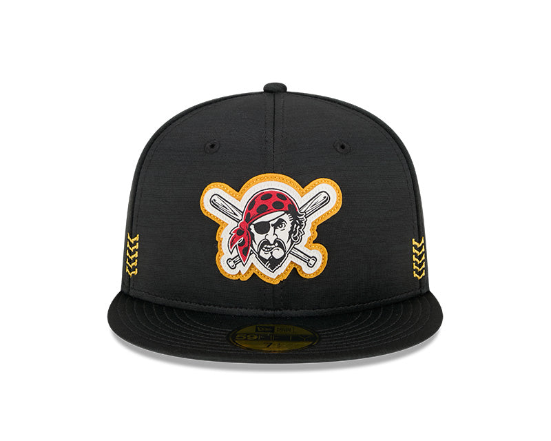 Men s Pittsburgh Pirates New Era Black 2024 Alternate Clubhouse 1914 59FIFTY Fitted Hat Official Team Hat Sports Fan Cap Official MLB Team Hat