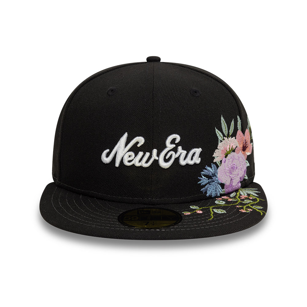 Branded New Era MLB Floral 59Fifty New Era Black White Official Team Hat Sports Fan Cap Official MLB Team Hat Baseball Fan Cap