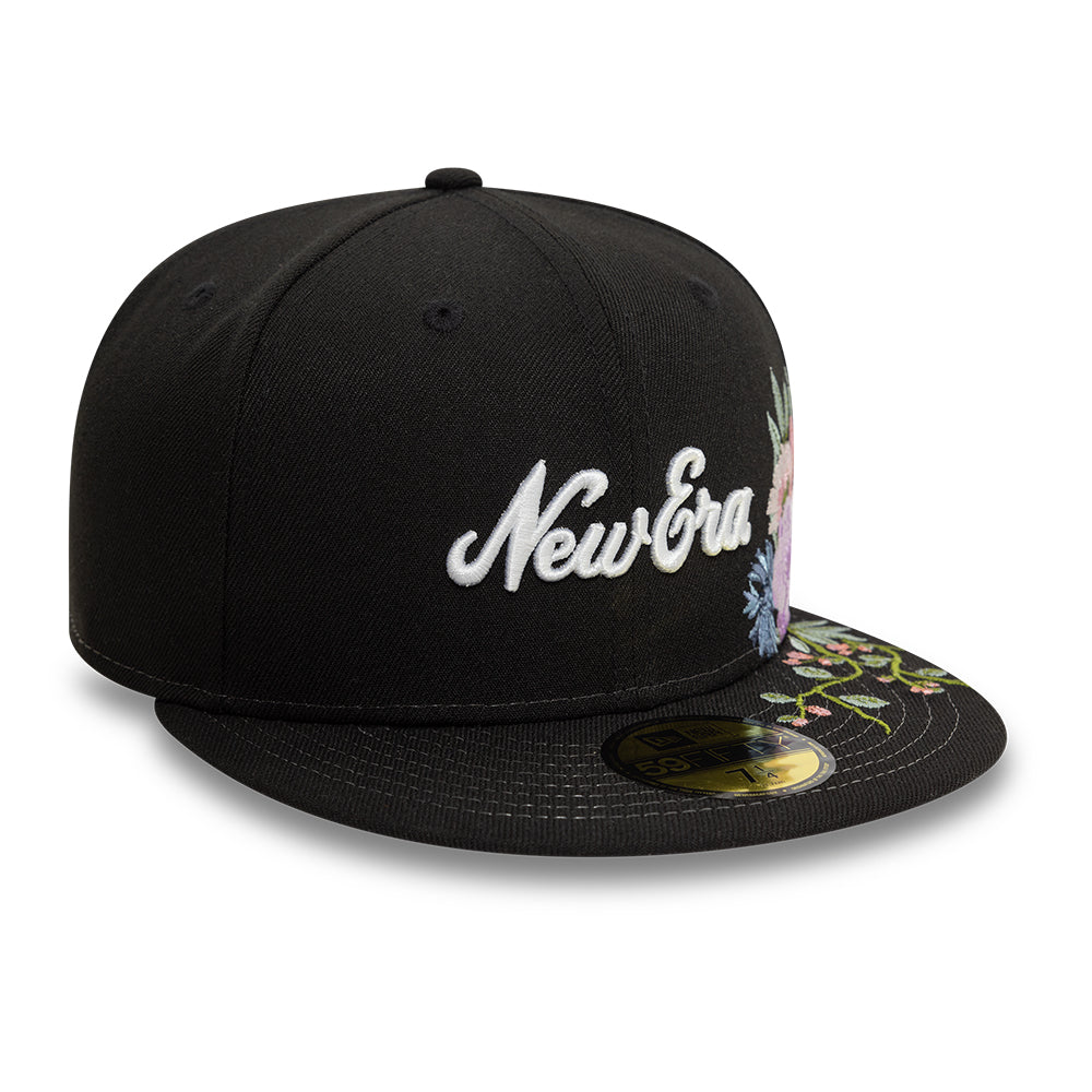 Branded New Era MLB Floral 59Fifty New Era Black White Official Team Hat Sports Fan Cap Official MLB Team Hat Baseball Fan Cap