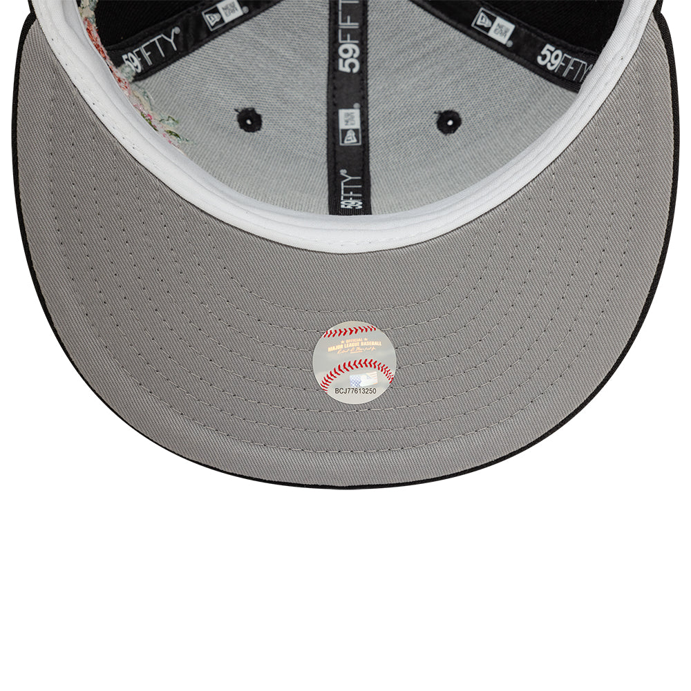 Branded New Era MLB Floral 59Fifty New Era Black White Official Team Hat Sports Fan Cap Official MLB Team Hat Baseball Fan Cap