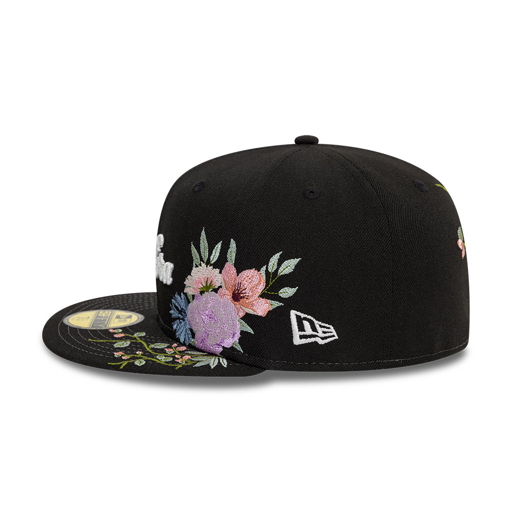Branded New Era MLB Floral 59Fifty New Era Black White Official Team Hat Sports Fan Cap Official MLB Team Hat Baseball Fan Cap