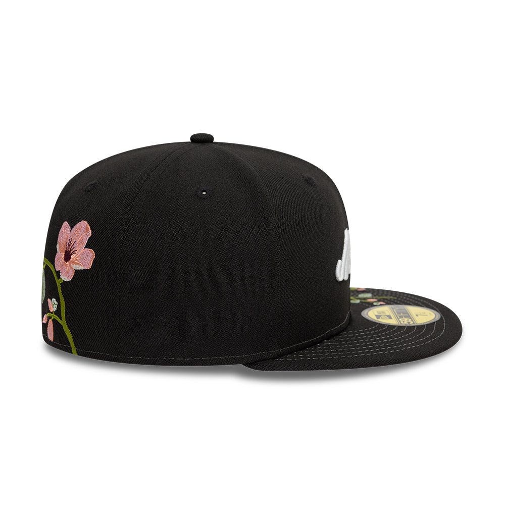 Branded New Era MLB Floral 59Fifty New Era Black White Official Team Hat Sports Fan Cap Official MLB Team Hat Baseball Fan Cap