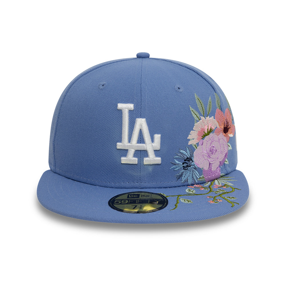 Los Angeles Dodger MLB Floral 59Fifty New Era Light Blue White Official Team Hat Sports Fan Cap Official MLB Team Hat Baseball Fan Cap