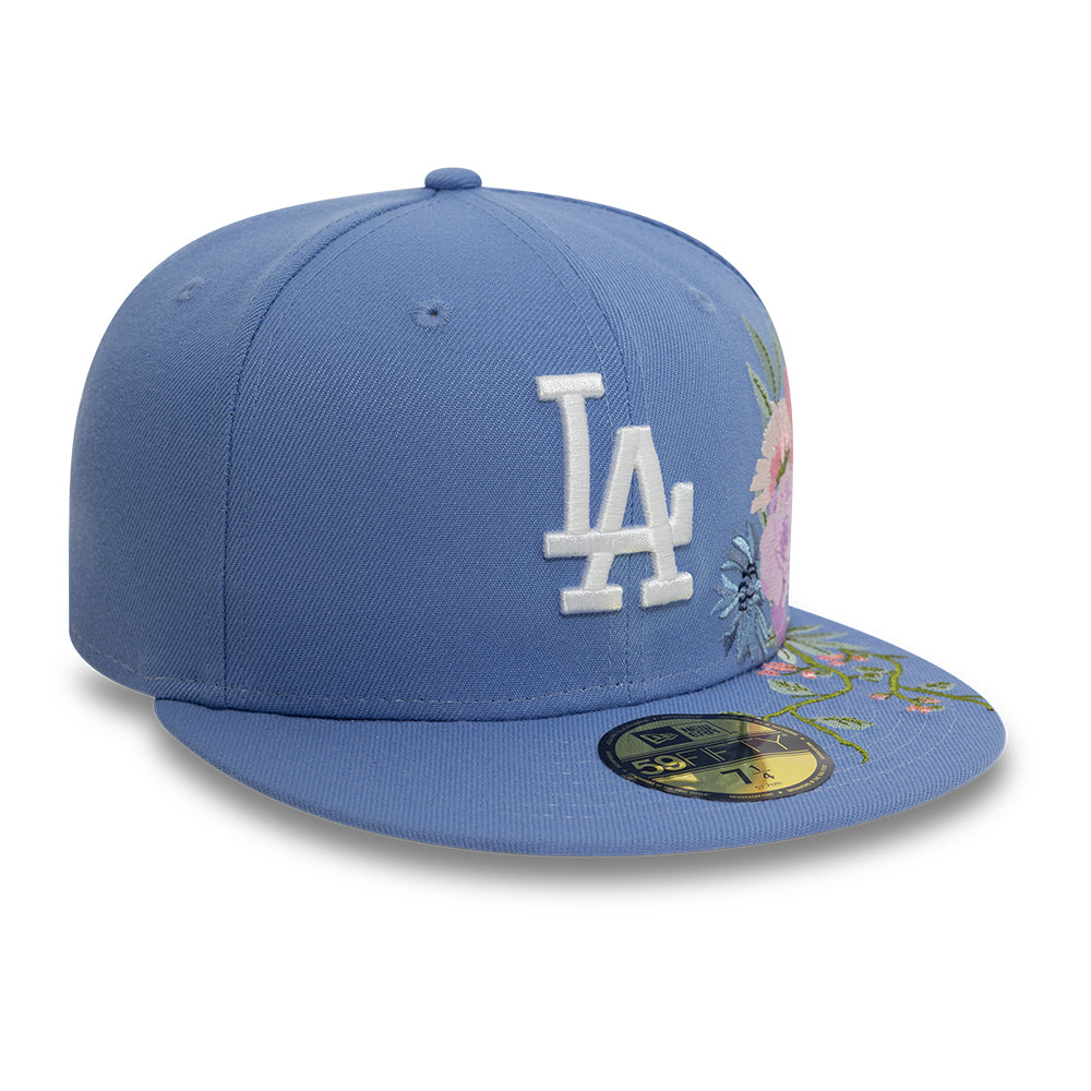 Los Angeles Dodger MLB Floral 59Fifty New Era Light Blue White Official Team Hat Sports Fan Cap Official MLB Team Hat Baseball Fan Cap