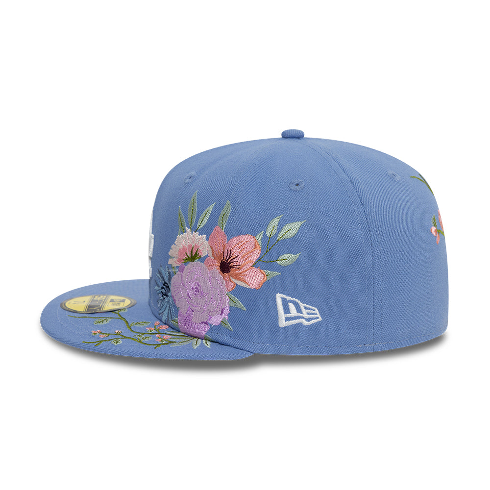 Los Angeles Dodger MLB Floral 59Fifty New Era Light Blue White Official Team Hat Sports Fan Cap Official MLB Team Hat Baseball Fan Cap