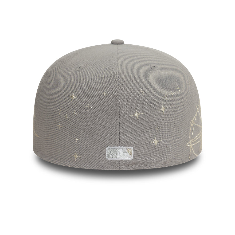 Atlanta Braves MLB Zodiac 59FIFTY Fitted New Era Grey Official Team Hat Sports Fan Cap Official MLB Team Hat Baseball Fan Cap