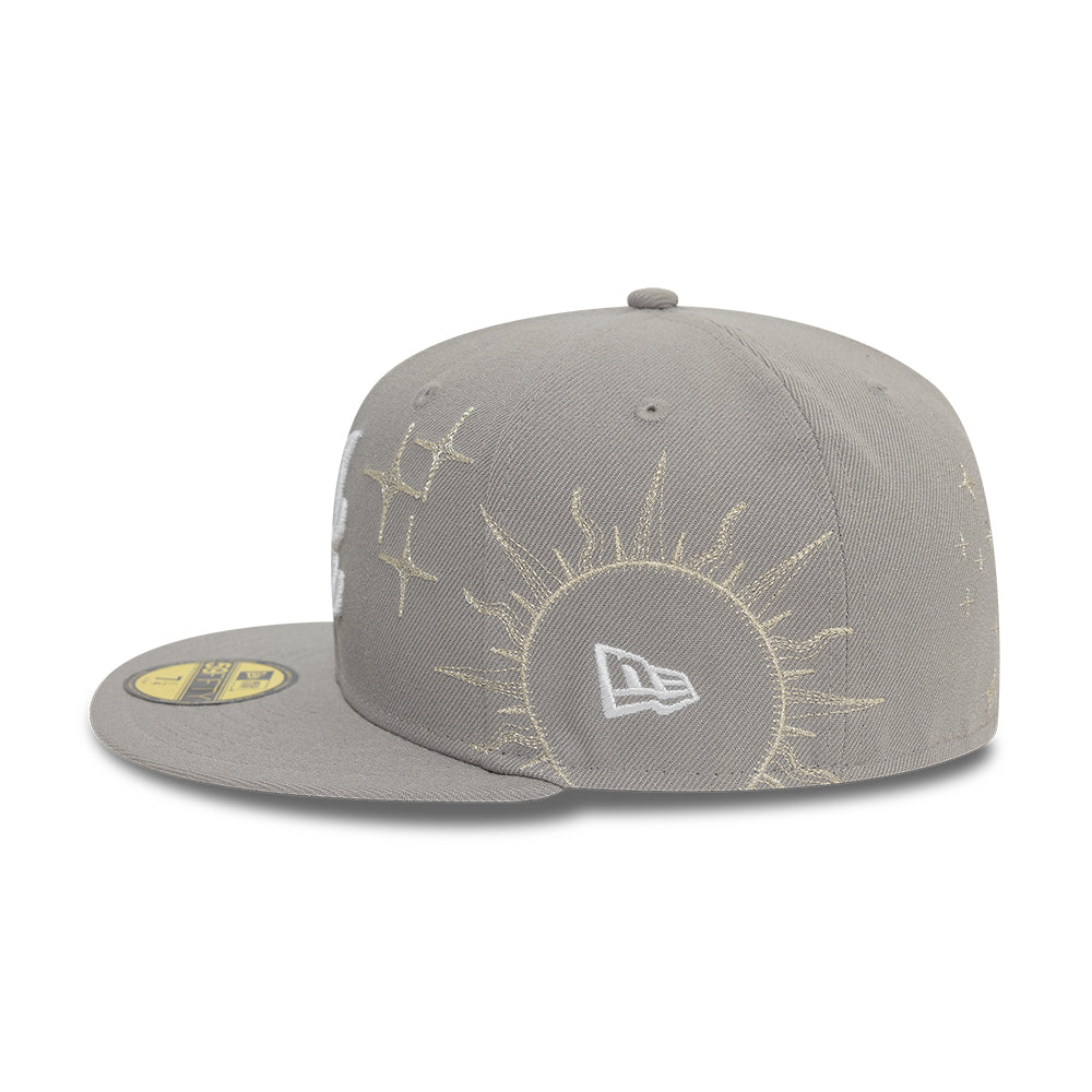 Atlanta Braves MLB Zodiac 59FIFTY Fitted New Era Grey Official Team Hat Sports Fan Cap Official MLB Team Hat Baseball Fan Cap