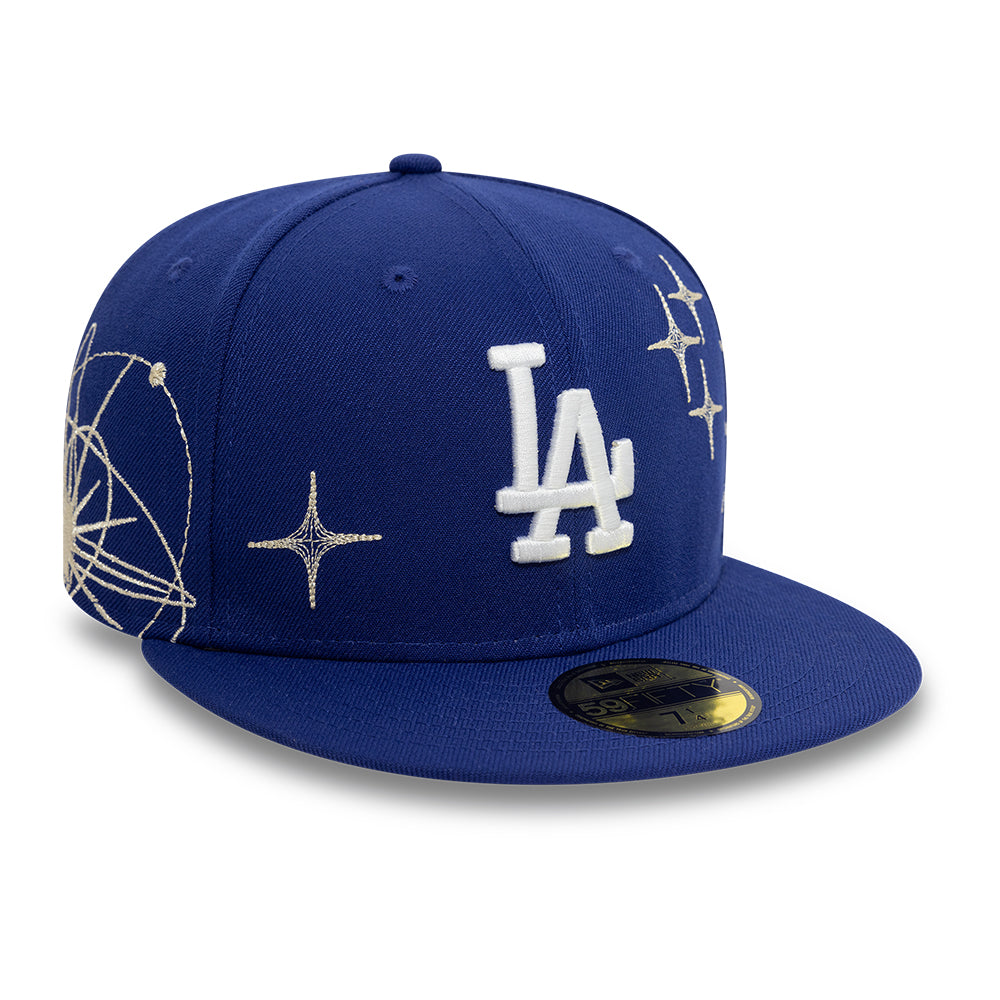 Los Angeles Dodgers MLB Zodiac 59FIFTY Fitted New Era Blue Official Team Hat Sports Fan Cap Official MLB Team Hat Baseball Fan Cap