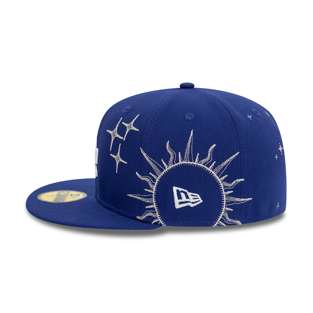 Los Angeles Dodgers MLB Zodiac 59FIFTY Fitted New Era Blue Official Team Hat Sports Fan Cap Official MLB Team Hat Baseball Fan Cap