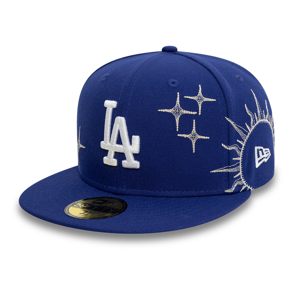 Los Angeles Dodgers MLB Zodiac 59FIFTY Fitted New Era Blue Official Team Hat Sports Fan Cap Official MLB Team Hat Baseball Fan Cap