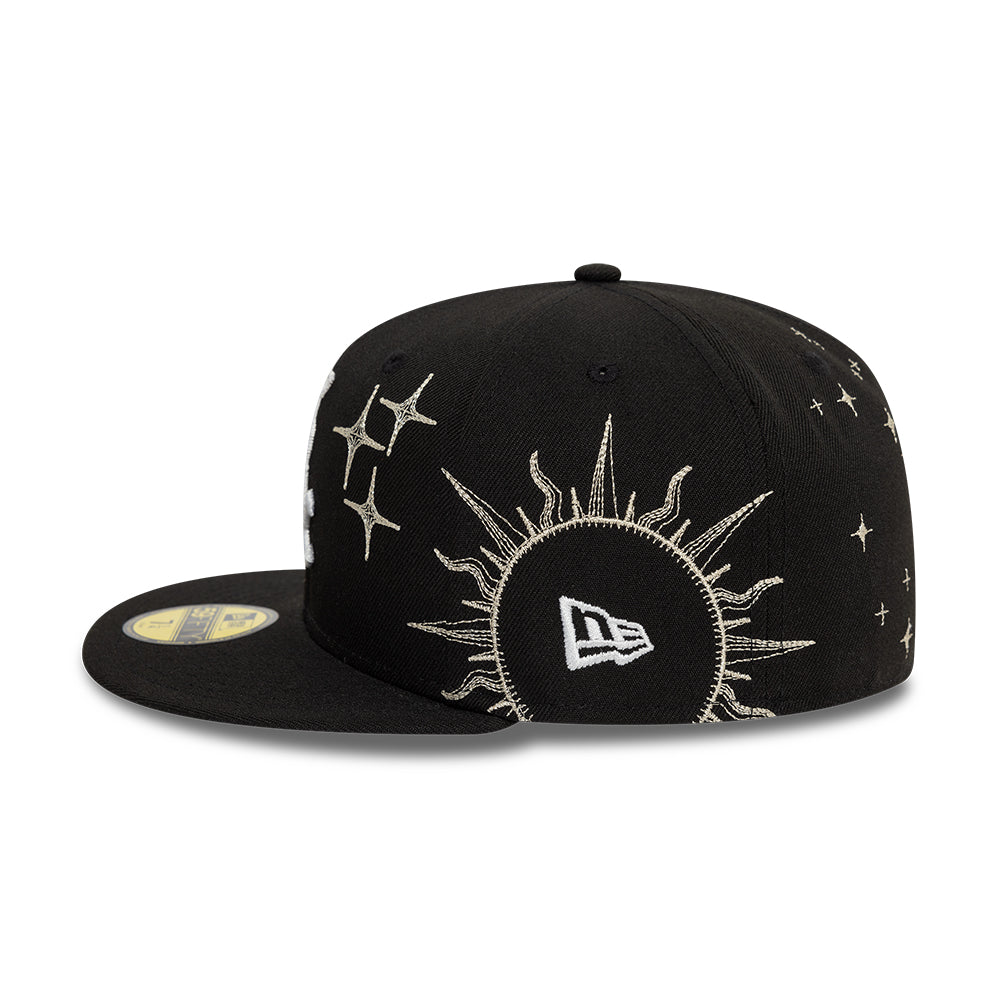 Chicago White Sox MLB Zodiac 59FIFTY Fitted New Era Black Official Team Hat Sports Fan Cap Official MLB Team Hat Baseball Fan Cap
