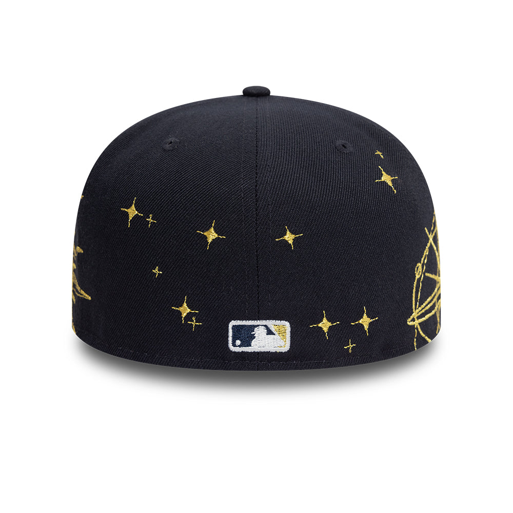 New York Yankees MLB Zodiac 59FIFTY Fitted New Era Navy Official Team Hat Sports Fan Cap Official MLB Team Hat Baseball Fan Cap