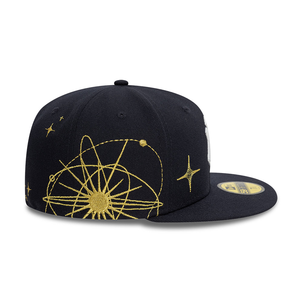 New York Yankees MLB Zodiac 59FIFTY Fitted New Era Navy Official Team Hat Sports Fan Cap Official MLB Team Hat Baseball Fan Cap