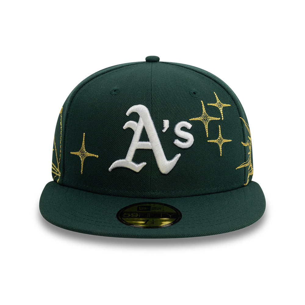 Oakland Athletics MLB Zodiac 59FIFTY Fitted New Era Green Official Team Hat Sports Fan Cap Official MLB Team Hat Baseball Fan Cap