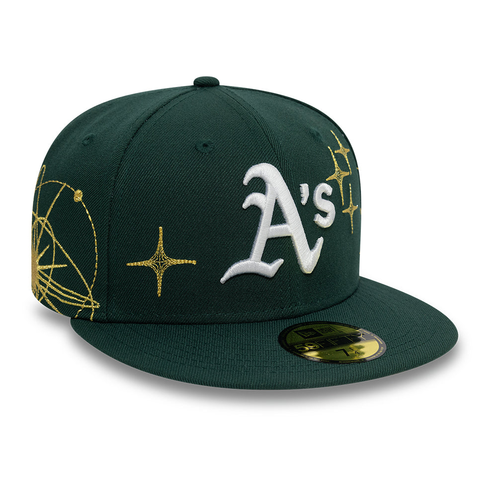 Oakland Athletics MLB Zodiac 59FIFTY Fitted New Era Green Official Team Hat Sports Fan Cap Official MLB Team Hat Baseball Fan Cap