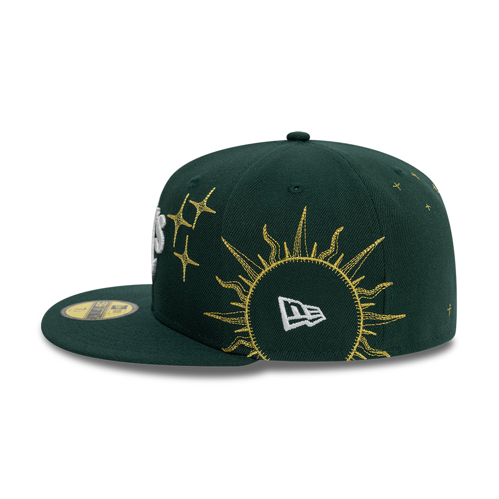 Oakland Athletics MLB Zodiac 59FIFTY Fitted New Era Green Official Team Hat Sports Fan Cap Official MLB Team Hat Baseball Fan Cap