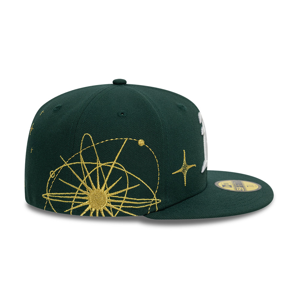 Oakland Athletics MLB Zodiac 59FIFTY Fitted New Era Green Official Team Hat Sports Fan Cap Official MLB Team Hat Baseball Fan Cap