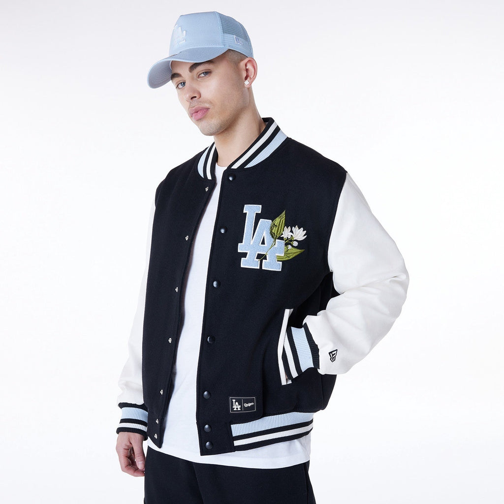 New Era - MLB Floral Varsity Jacket - Los Angeles Dodgers Official Sports Fan Gear Popular Style Baseball Fan Gear