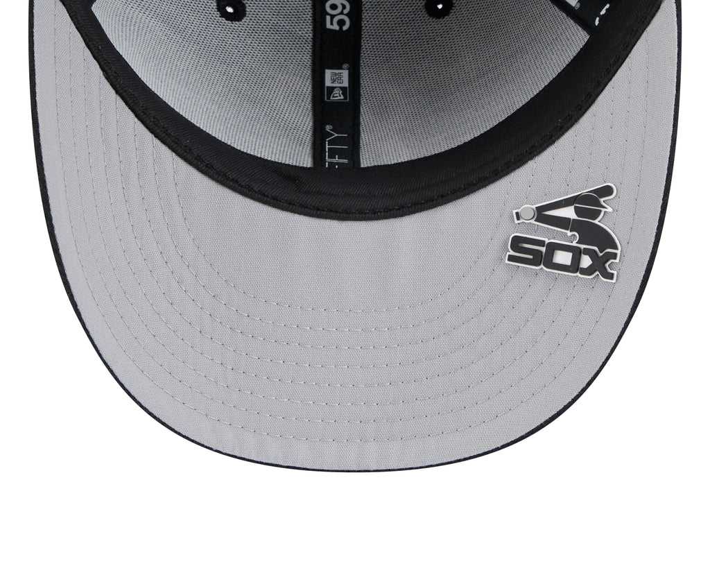 Chicago White Sox New Era Black 2025 Clubhouse Alternate 59FIFTY Low Profile Fitted Hat Official Team Hat Sports Fan Cap Official MLB Team Hat