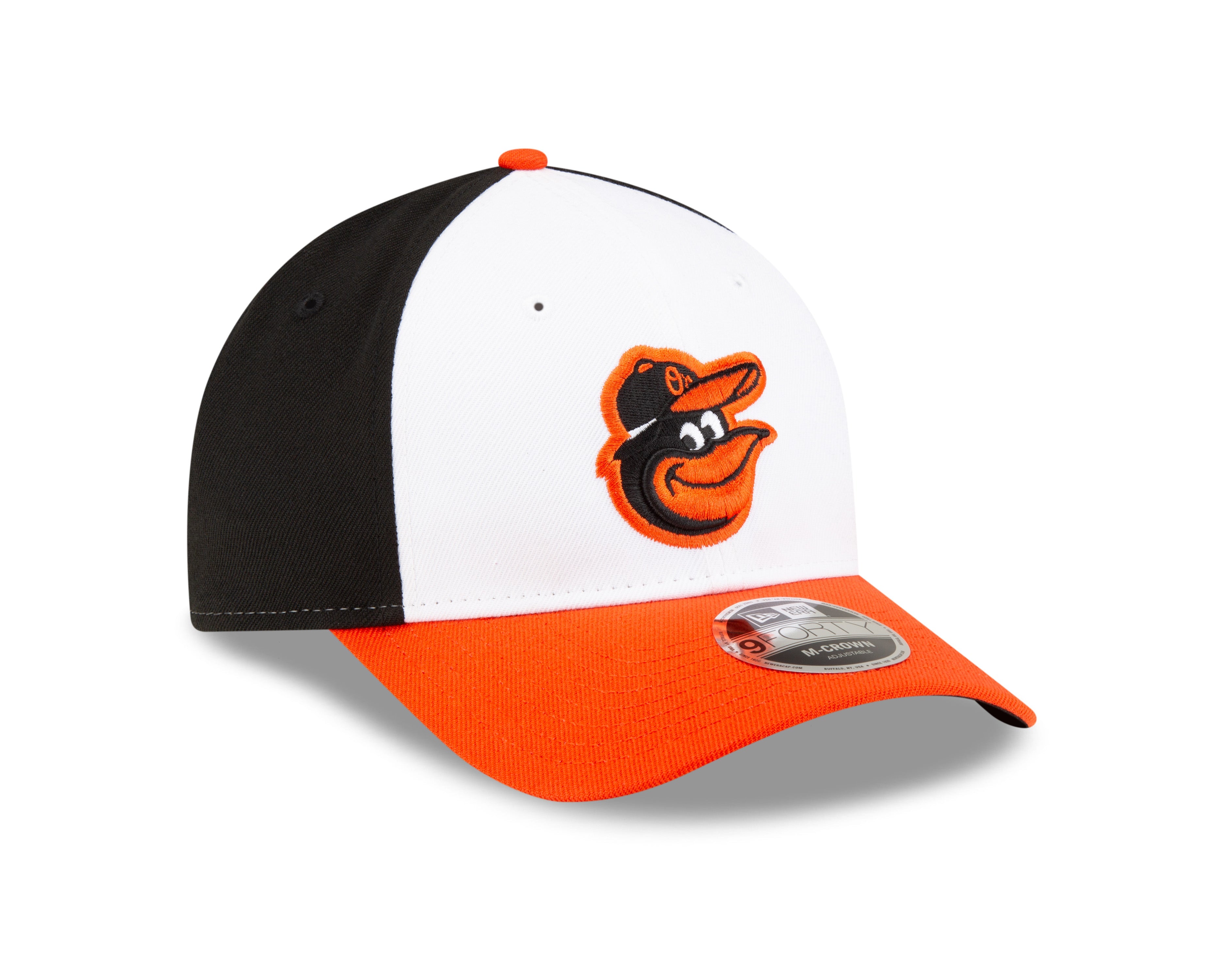 Baltimore Orioles White Orange Black New Era Player Replica M-Crown 9FORTY Adjustable Hat Official Team Hat Sports Fan Cap Official MLB Team Hat