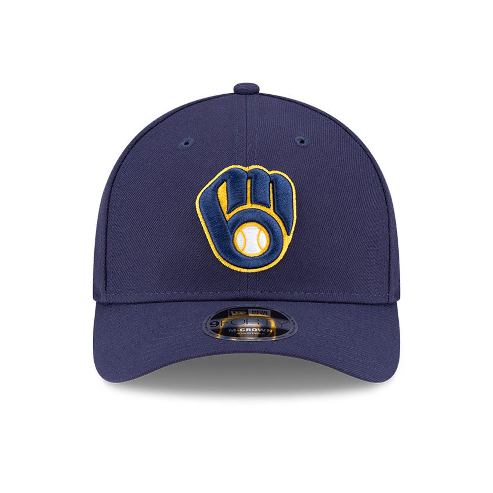 Milwaukee Brewers Navy Blue New Era Player Replica M-Crown 9FORTY Adjustable Hat Official Team Hat Sports Fan Cap Official MLB Team Hat Baseball Fan
