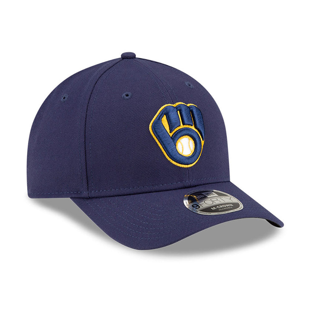 Milwaukee Brewers Navy Blue New Era Player Replica M-Crown 9FORTY Adjustable Hat Official Team Hat Sports Fan Cap Official MLB Team Hat Baseball Fan