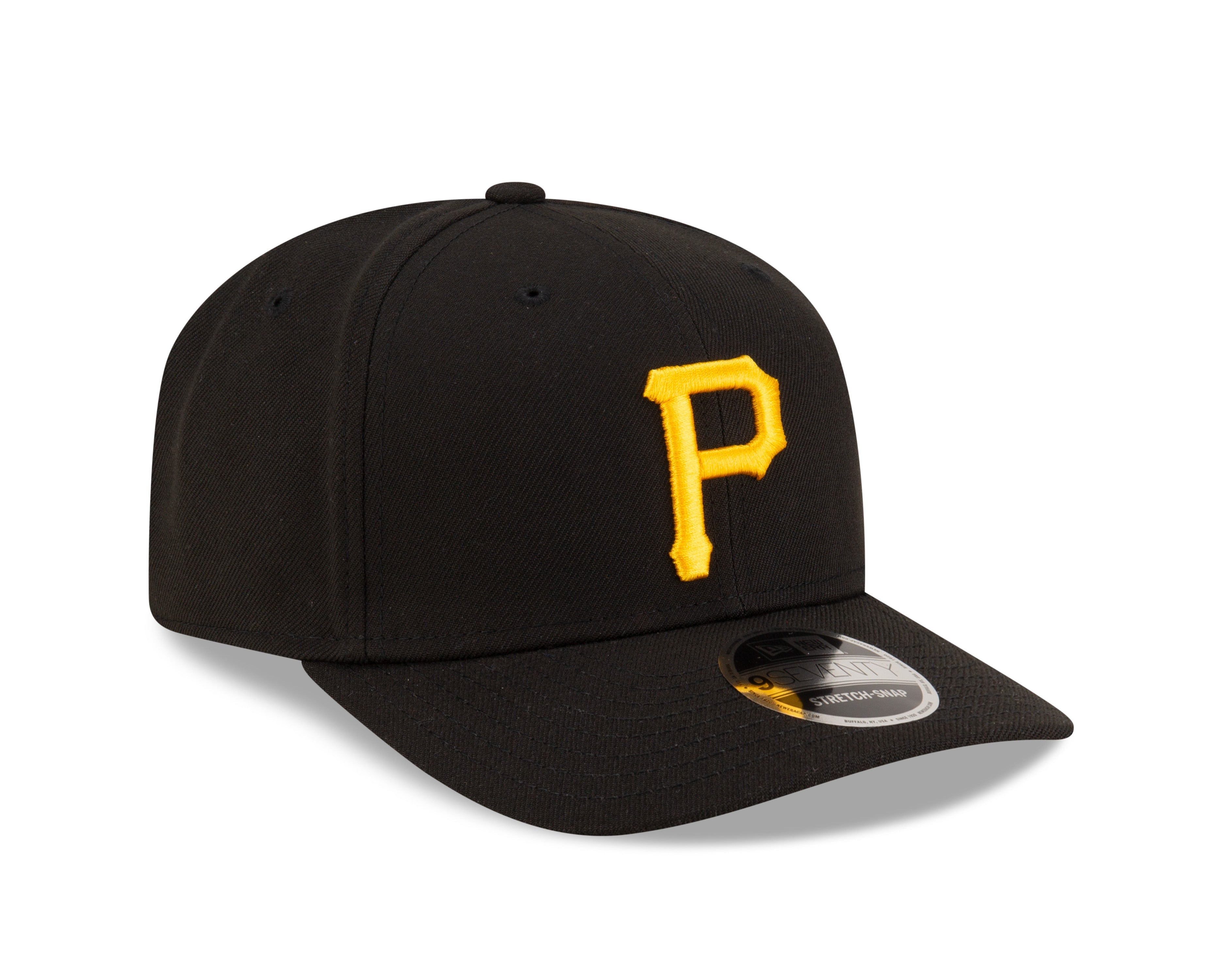 Pittsburgh Pirates Black New Era Player Replica 9SEVENTY Stretch Snap Adjustable Hat Official Team Hat Sports Fan Cap Official MLB Team Hat Baseball