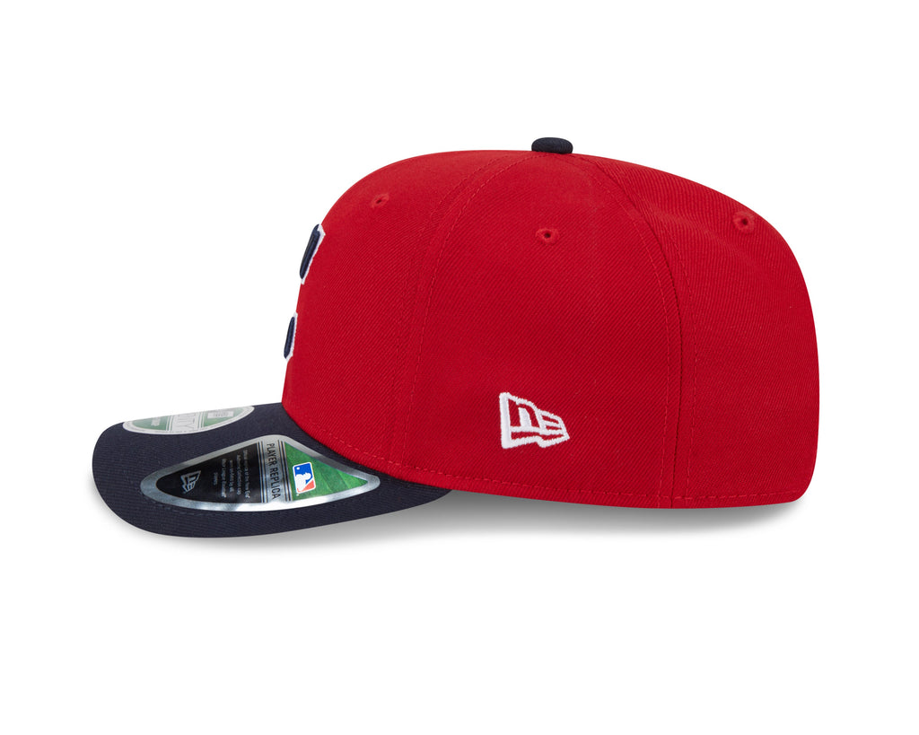 Cleveland Guardians Red Navy New Era Player Replica 9SEVENTY Stretch Snap Adjustable Hat Official Team Hat Sports Fan Cap Official MLB Team Hat