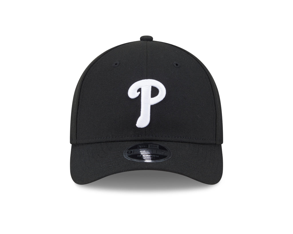 Philadelphia Phillies Black and White New Era M-Crown 9FORTY Adjustable Hat Official Team Hat Sports Fan Cap Official MLB Team Hat Baseball Fan Cap