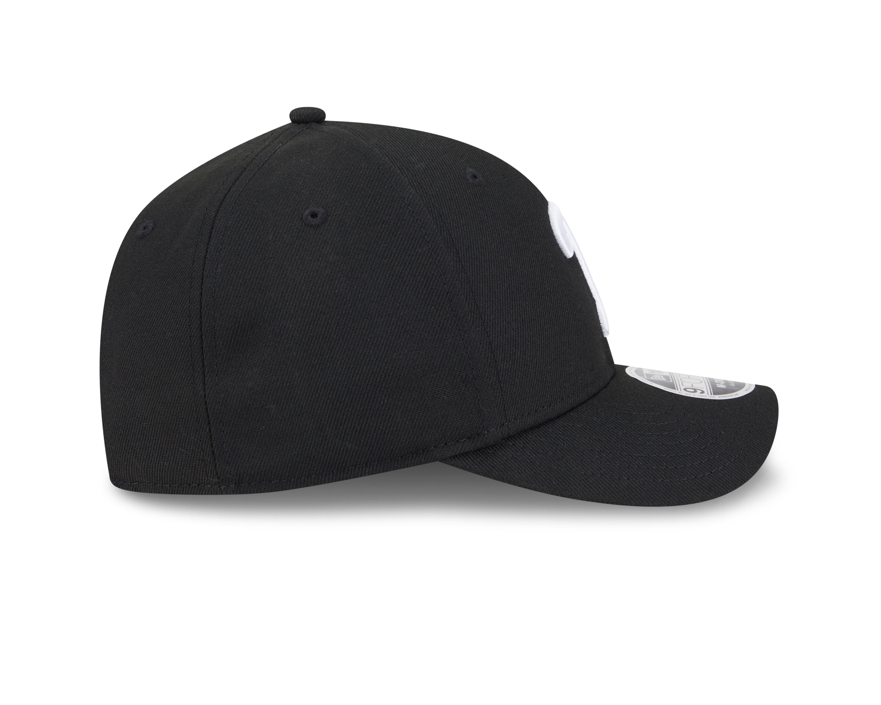 Philadelphia Phillies Black and White New Era M-Crown 9FORTY Adjustable Hat Official Team Hat Sports Fan Cap Official MLB Team Hat Baseball Fan Cap