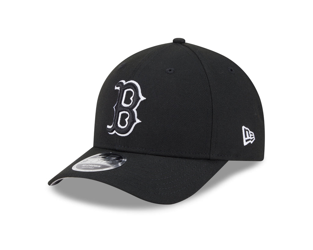 Boston Red Sox Black and White New Era M-Crown 9FORTY Adjustable Hat Official Team Hat Sports Fan Cap Official MLB Team Hat Baseball Fan Cap