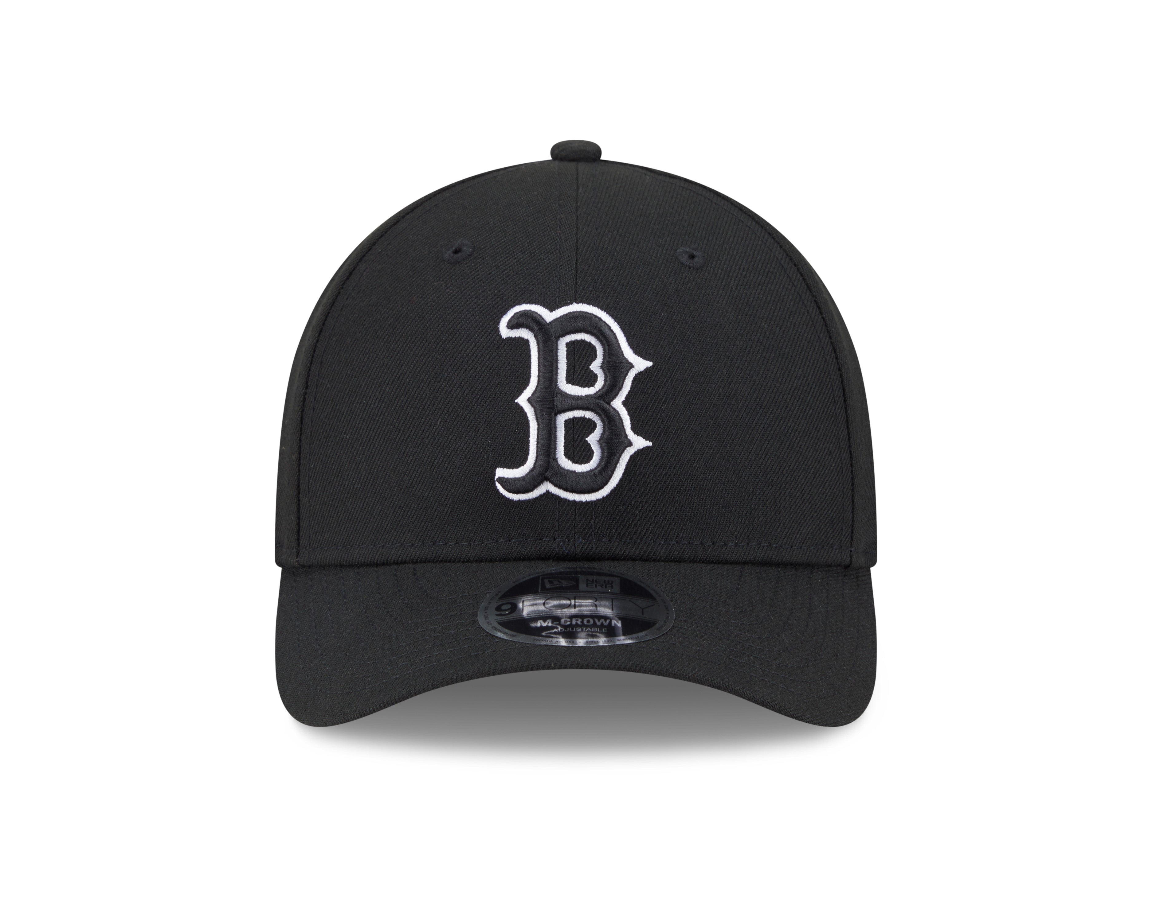 Boston Red Sox Black and White New Era M-Crown 9FORTY Adjustable Hat Official Team Hat Sports Fan Cap Official MLB Team Hat Baseball Fan Cap