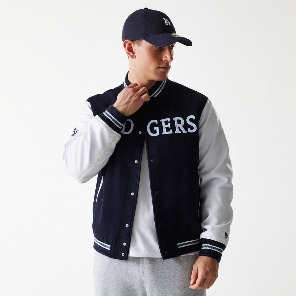 Los Angeles Dodgers MLB Wordmark Varsity Jacket New Era Official Sports Fan Gear Popular Style Baseball Fan Gear