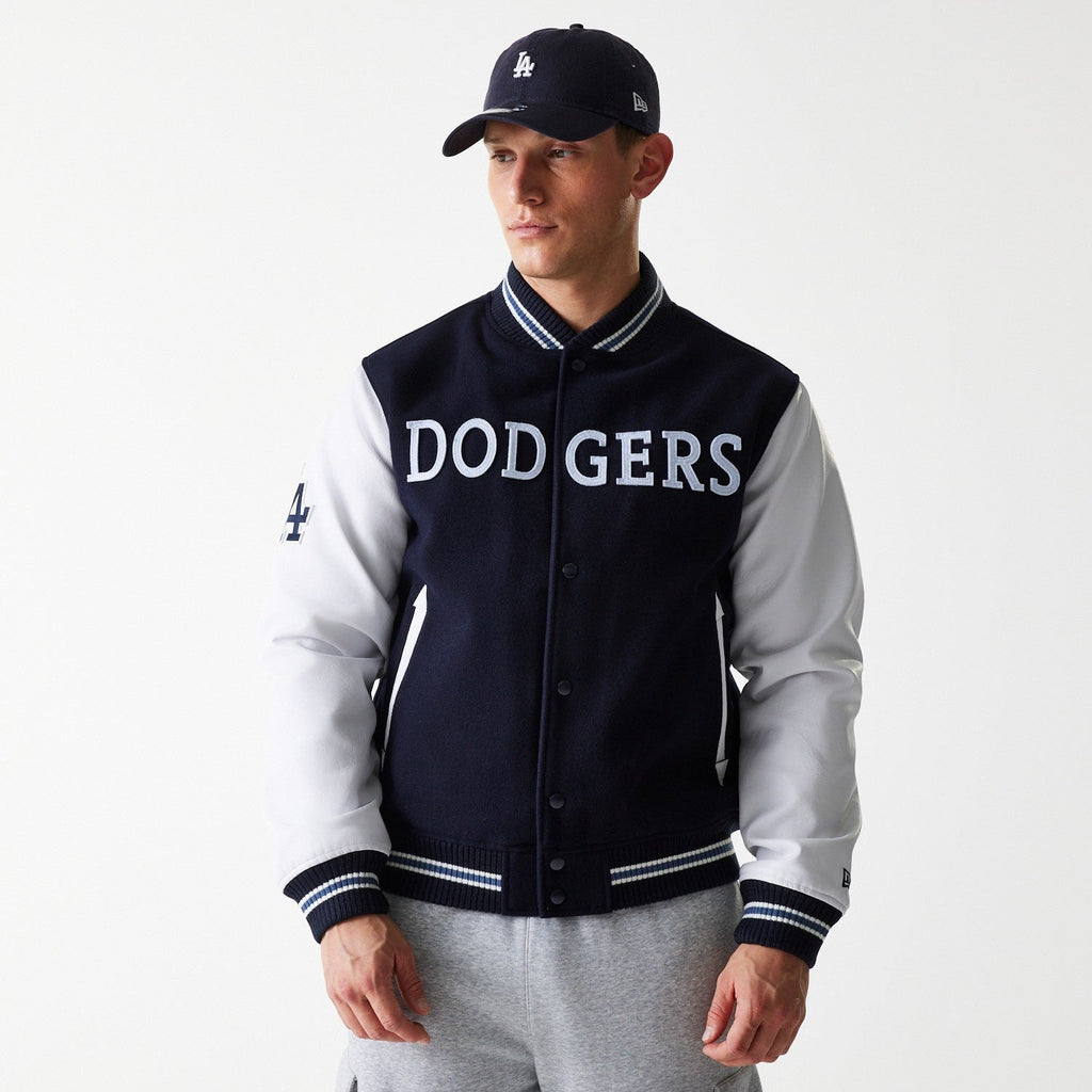 Los Angeles Dodgers MLB Wordmark Varsity Jacket New Era Official Sports Fan Gear Popular Style Baseball Fan Gear