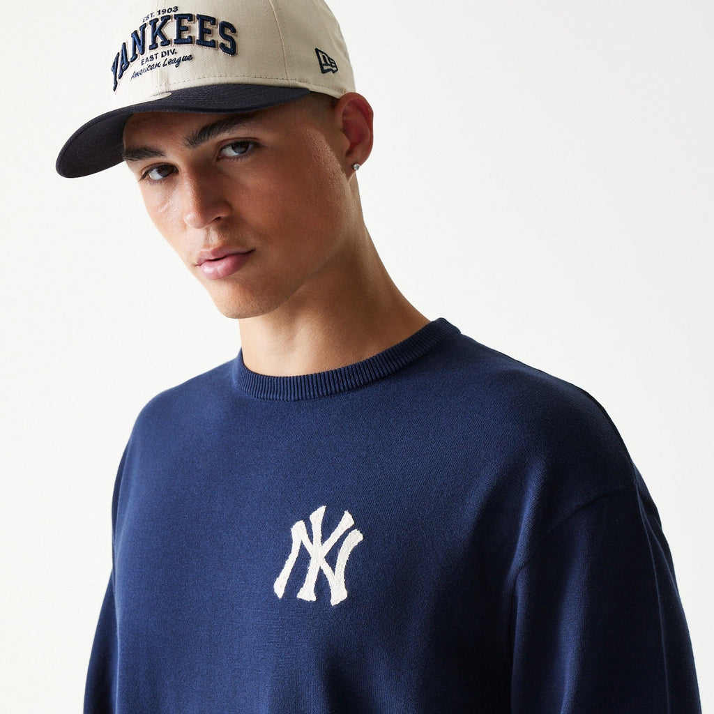 MLB Essential Knit Sweater New York Yankees Navy Official Sports Fan Gear Popular Style Baseball Fan Gear