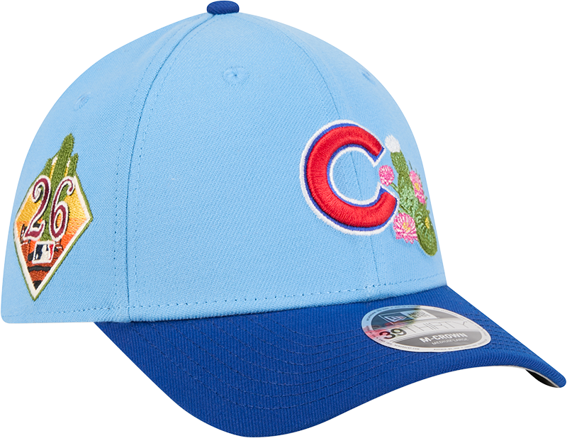 Chicago Cubs New Era 2026 Spring Training M-Crown 39Thirty Player Replica Blue Flex Fit Hat Official Team Hat Sports Fan Cap Official MLB Team Hat
